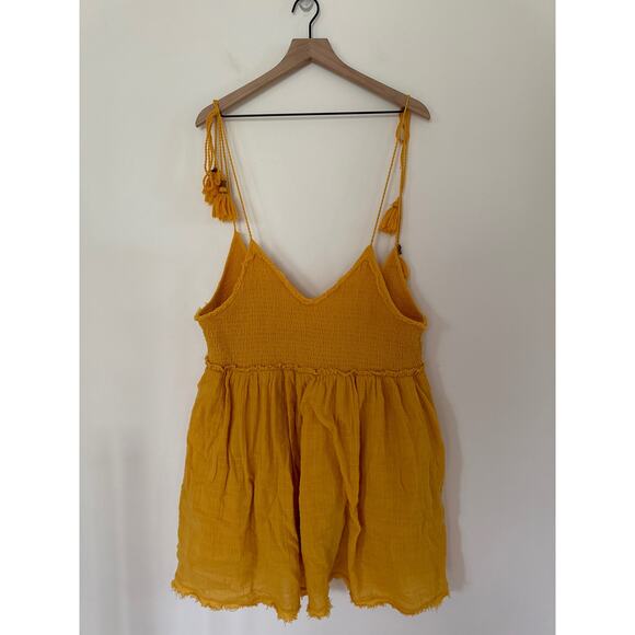 Free People Sundrenched Mini Boho Festival Tassel Dress in Yellow. Large - Picture 2 of 7